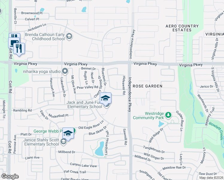 map of restaurants, bars, coffee shops, grocery stores, and more near 413 Riverstone Way in McKinney
