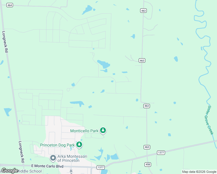map of restaurants, bars, coffee shops, grocery stores, and more near 8592 Mc Kissick Meadows Road in Princeton