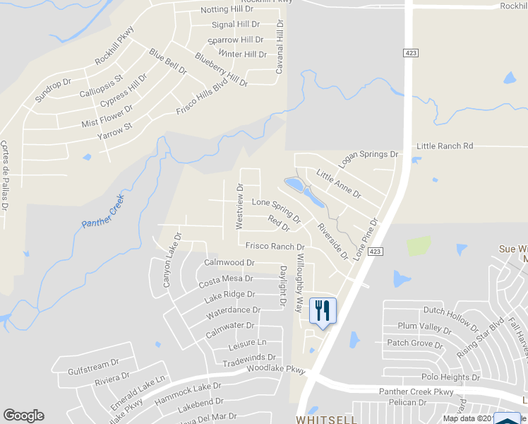 map of restaurants, bars, coffee shops, grocery stores, and more near 1404 Red Drive in Little Elm