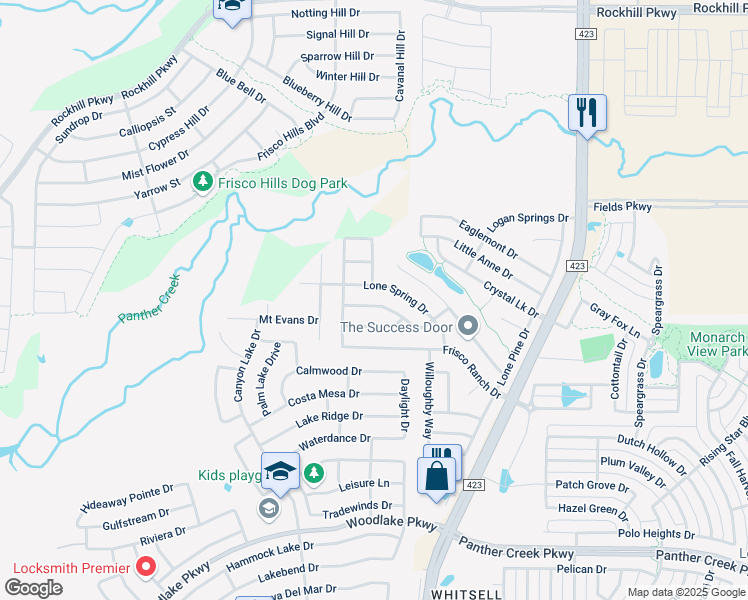 map of restaurants, bars, coffee shops, grocery stores, and more near 15001 Lone Spring Drive in Little Elm