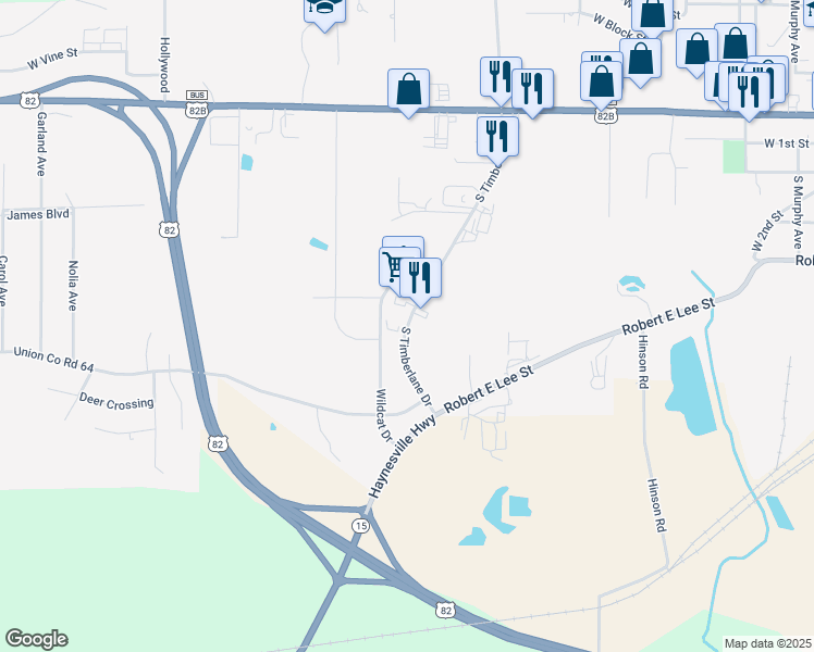 map of restaurants, bars, coffee shops, grocery stores, and more near 700 South Timberlane Drive in El Dorado