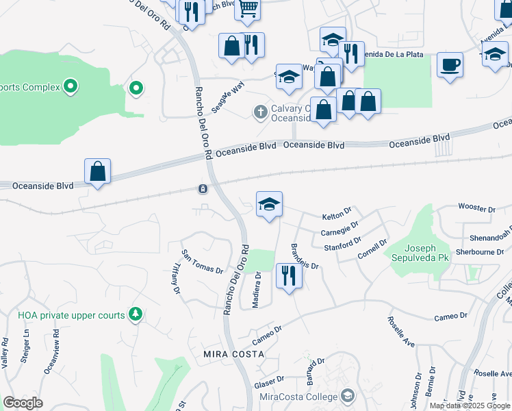 map of restaurants, bars, coffee shops, grocery stores, and more near 602 Sea Cliff Way in Oceanside