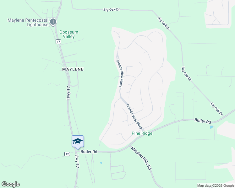 map of restaurants, bars, coffee shops, grocery stores, and more near 177 Grande View Parkway in Alabaster