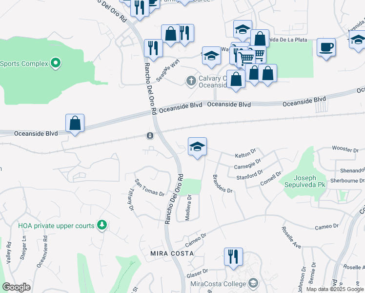 map of restaurants, bars, coffee shops, grocery stores, and more near 302 Sea Cliff Way in Oceanside