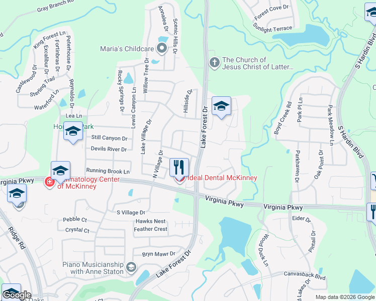map of restaurants, bars, coffee shops, grocery stores, and more near 5016 Grampian Way in McKinney