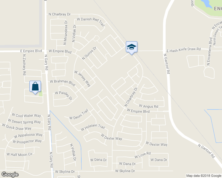 map of restaurants, bars, coffee shops, grocery stores, and more near 601 W Angus Rd in Queen Creek