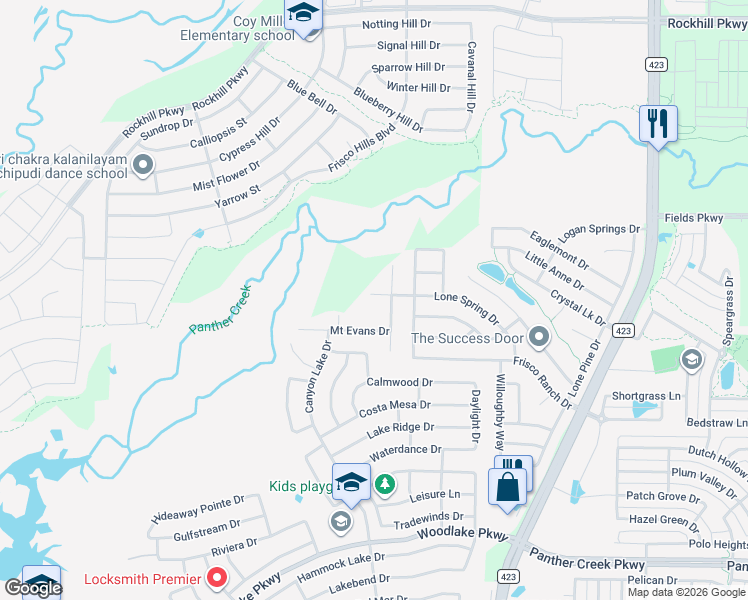 map of restaurants, bars, coffee shops, grocery stores, and more near 15109 Lone Spring Drive in Little Elm