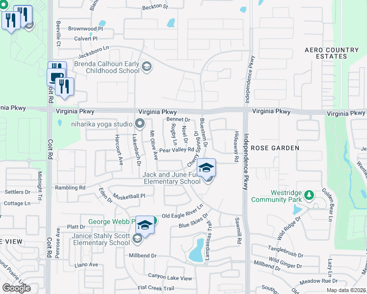 map of restaurants, bars, coffee shops, grocery stores, and more near 324 Noel Drive in McKinney