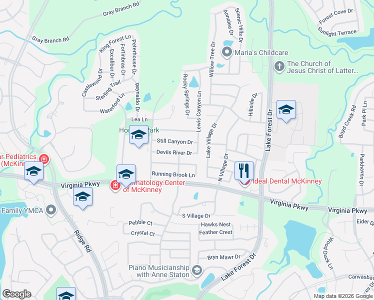 map of restaurants, bars, coffee shops, grocery stores, and more near 5316 Devils River Drive in McKinney