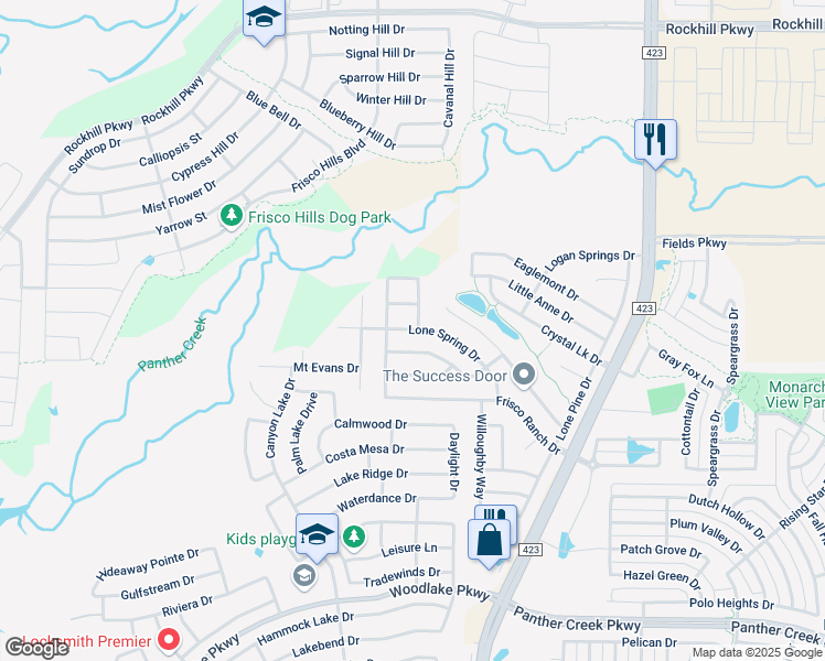 map of restaurants, bars, coffee shops, grocery stores, and more near 15001 Lone Spring Drive in Little Elm