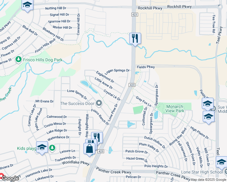 map of restaurants, bars, coffee shops, grocery stores, and more near 14525 Little Anne Drive in Little Elm