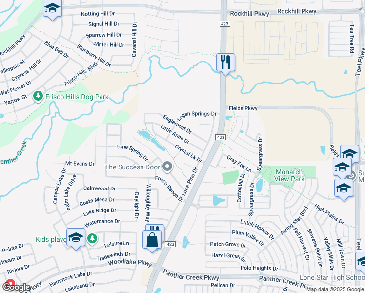 map of restaurants, bars, coffee shops, grocery stores, and more near 14600 Crystal Lake Drive in Little Elm