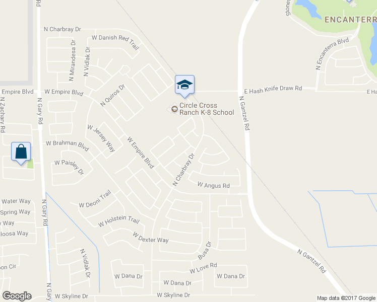 map of restaurants, bars, coffee shops, grocery stores, and more near 294 West Brangus Circle in Queen Creek