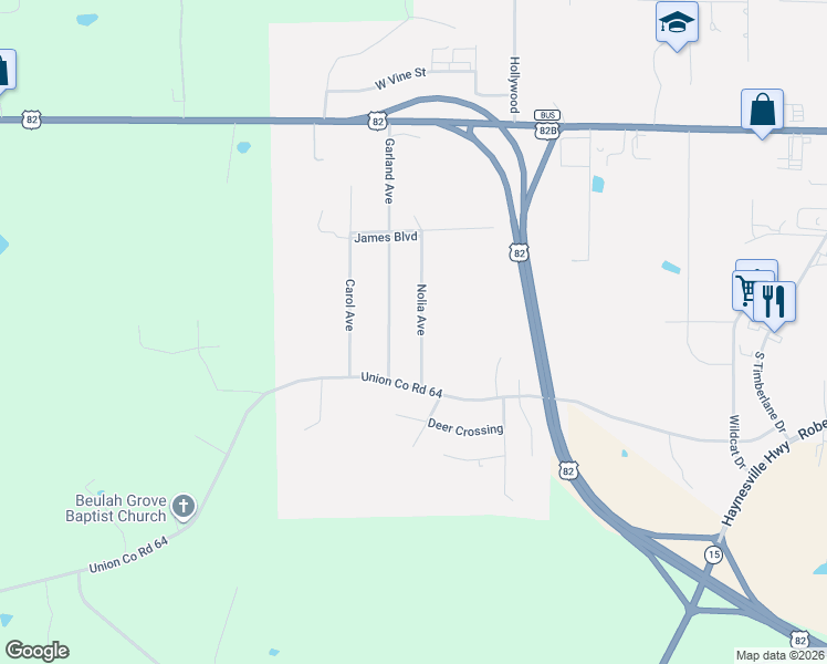 map of restaurants, bars, coffee shops, grocery stores, and more near 620 Nolia Avenue in El Dorado