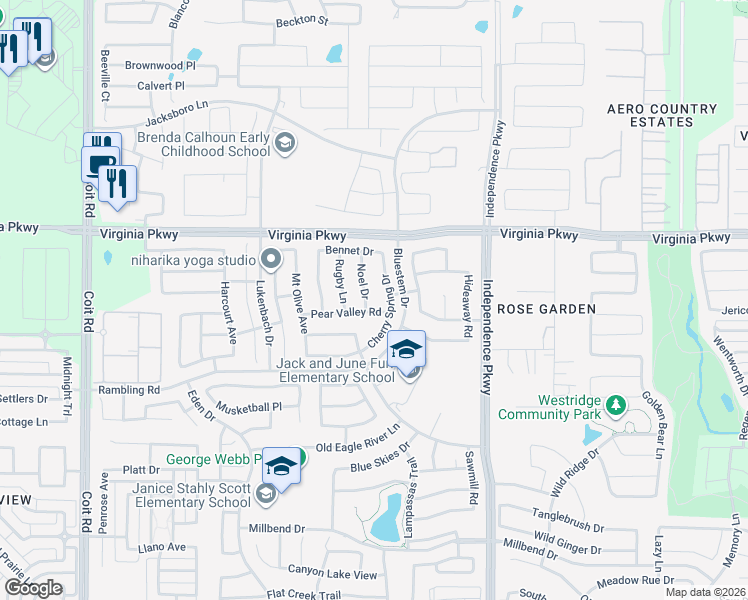 map of restaurants, bars, coffee shops, grocery stores, and more near 324 Noel Drive in McKinney