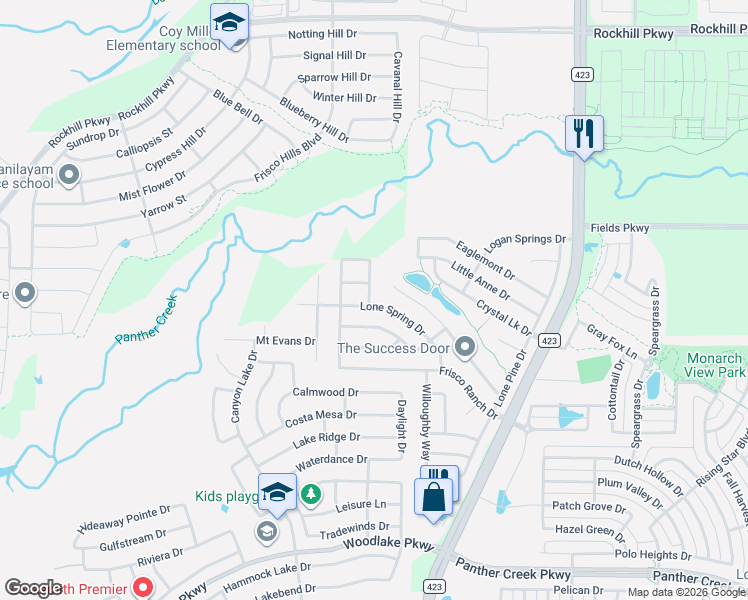 map of restaurants, bars, coffee shops, grocery stores, and more near 15001 Lone Spring Drive in Little Elm
