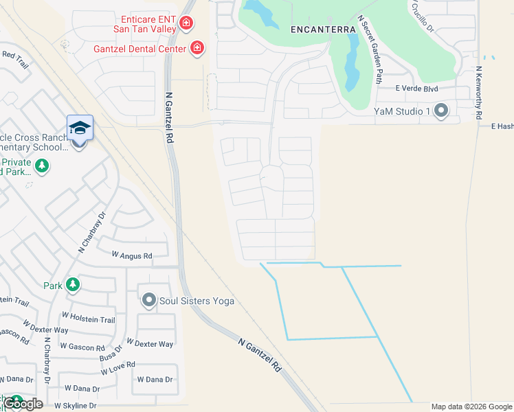 map of restaurants, bars, coffee shops, grocery stores, and more near 35452 Morello Drive in Queen Creek