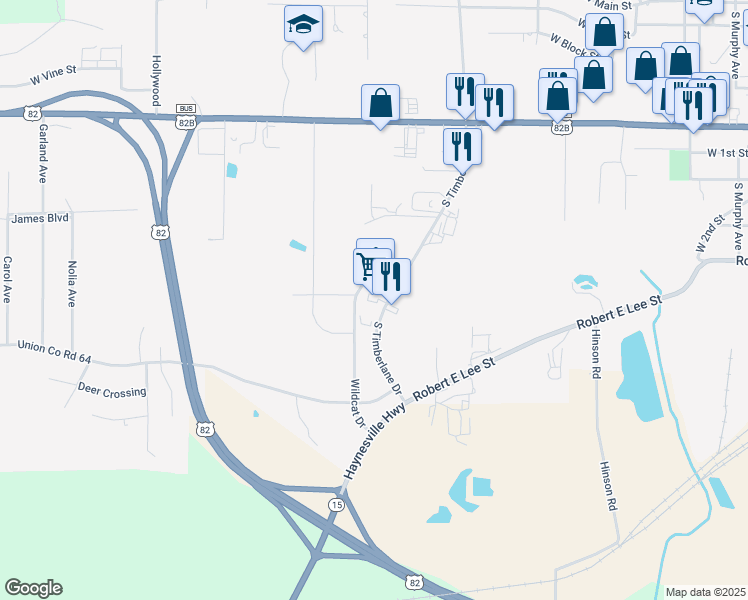 map of restaurants, bars, coffee shops, grocery stores, and more near 700 South Timberlane Drive in El Dorado