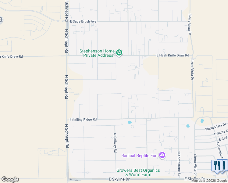 map of restaurants, bars, coffee shops, grocery stores, and more near 35339 Morningside Court in San Tan Valley