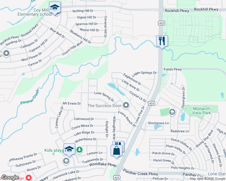 map of restaurants, bars, coffee shops, grocery stores, and more near 14816 Riverside Drive in Little Elm