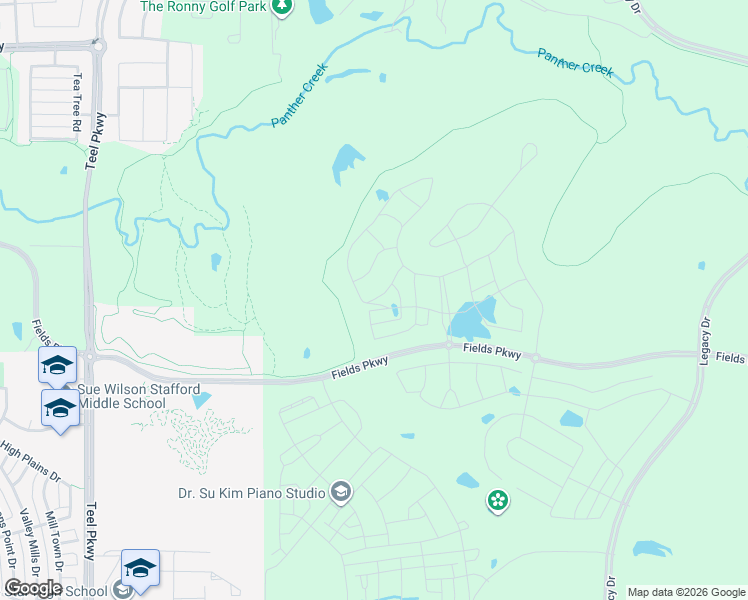 map of restaurants, bars, coffee shops, grocery stores, and more near Teel Parkway in Frisco