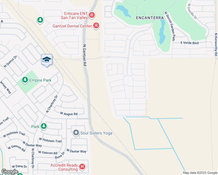 map of restaurants, bars, coffee shops, grocery stores, and more near 35602 East Lemon Lane in San Tan Valley