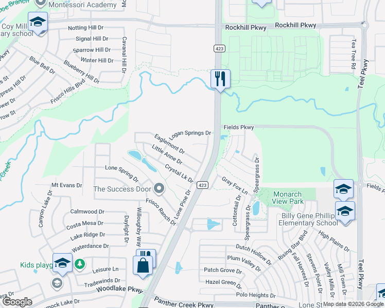 map of restaurants, bars, coffee shops, grocery stores, and more near 14513 Richmond Circle in Little Elm