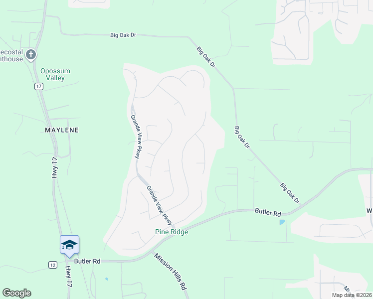 map of restaurants, bars, coffee shops, grocery stores, and more near 189 Grande View Lane in Alabaster