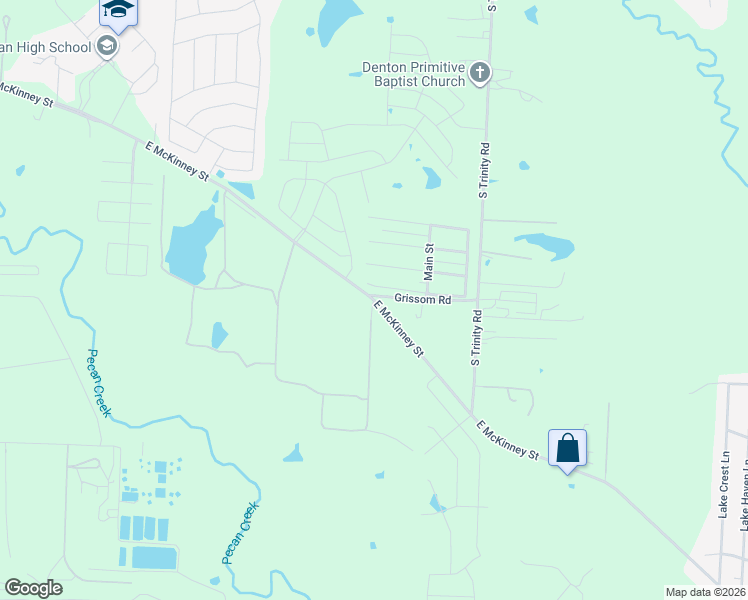map of restaurants, bars, coffee shops, grocery stores, and more near Orr Road in Denton