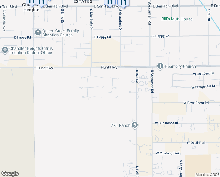 map of restaurants, bars, coffee shops, grocery stores, and more near 35562 South Grapefruit Drive in Queen Creek