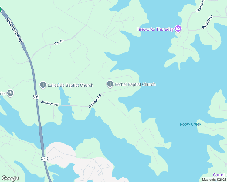 map of restaurants, bars, coffee shops, grocery stores, and more near 169 Jackson Road in Milledgeville