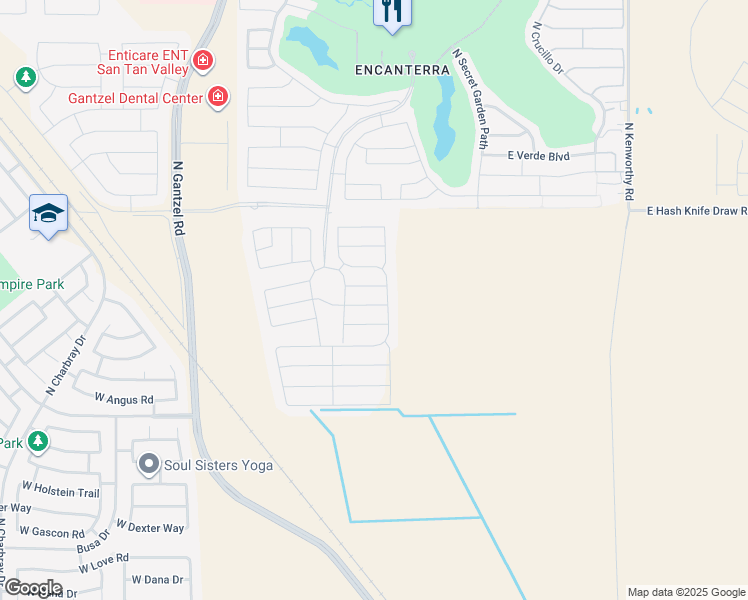 map of restaurants, bars, coffee shops, grocery stores, and more near 865 Garden Basket Drive in San Tan Valley