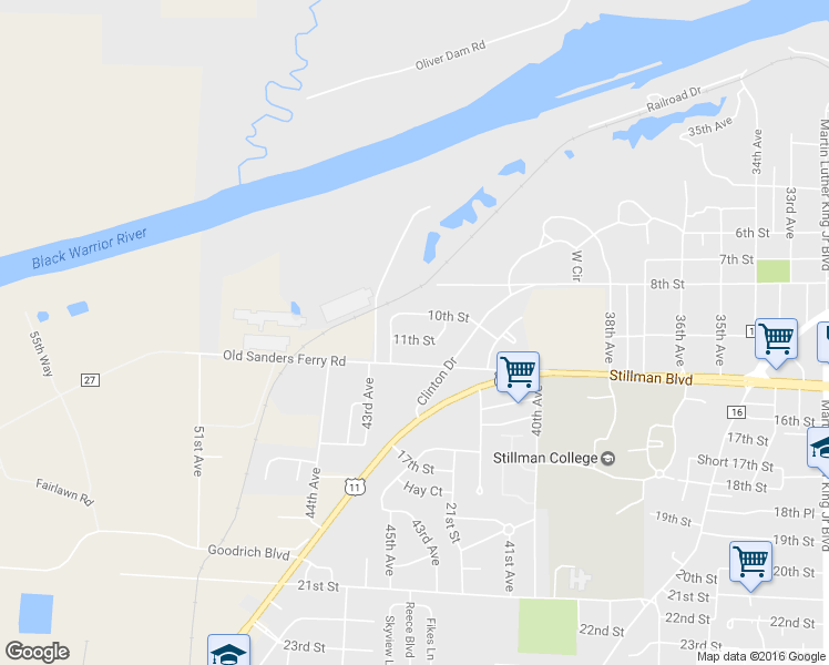 map of restaurants, bars, coffee shops, grocery stores, and more near 4130 11th Street in Tuscaloosa