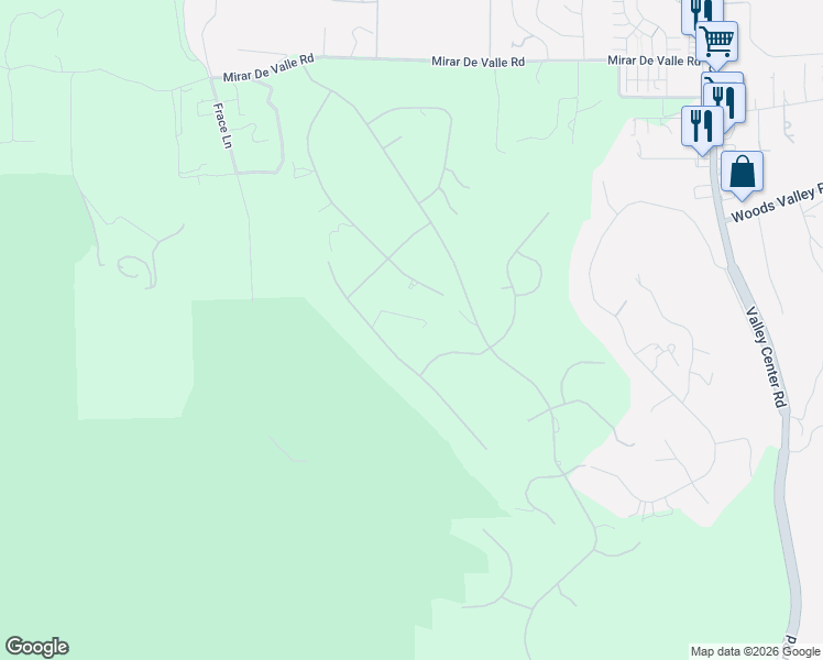 map of restaurants, bars, coffee shops, grocery stores, and more near 27245 Tumbleweed Trail in Valley Center