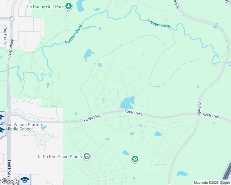map of restaurants, bars, coffee shops, grocery stores, and more near Teel Parkway in Frisco