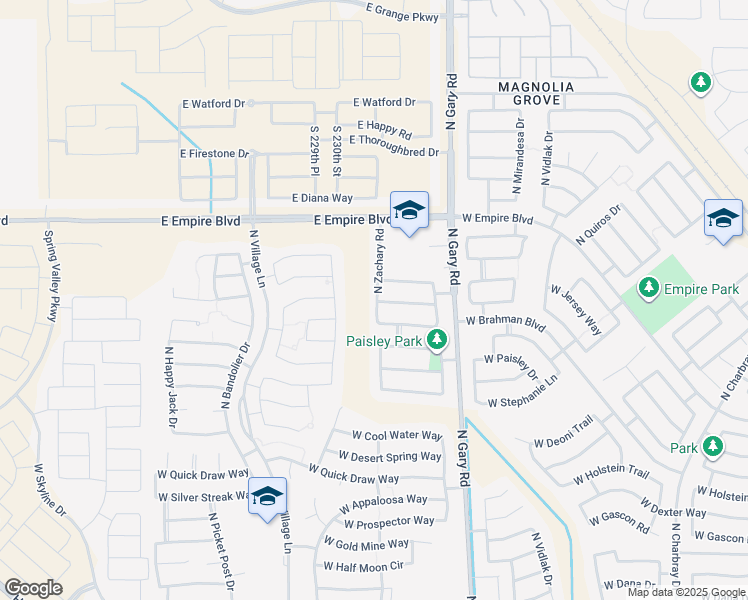 map of restaurants, bars, coffee shops, grocery stores, and more near 35580 North Zachary Road in Queen Creek