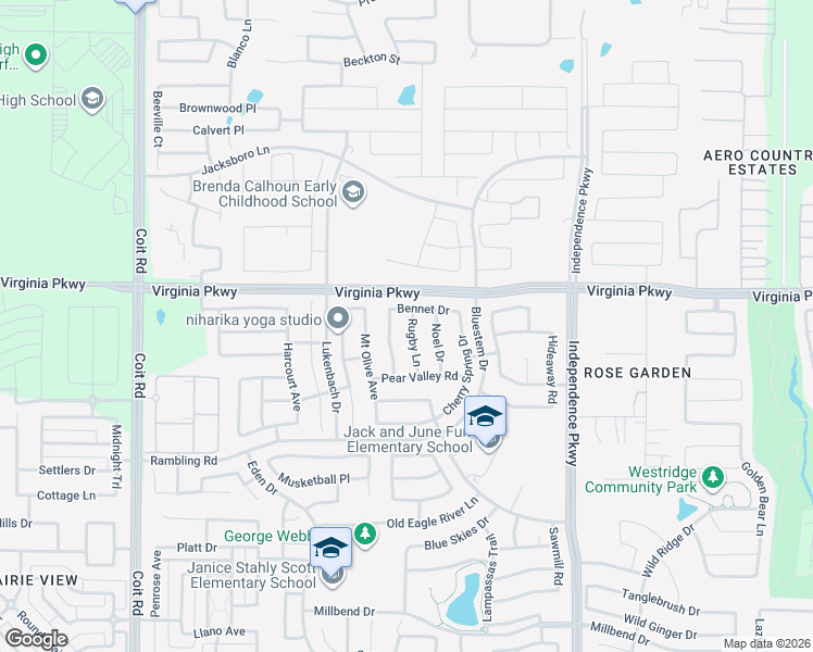 map of restaurants, bars, coffee shops, grocery stores, and more near 213 Whitman Drive in McKinney