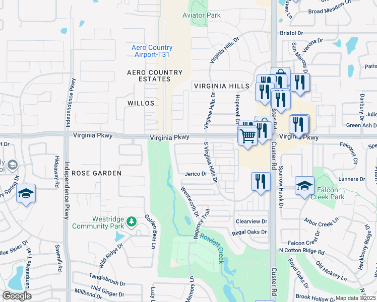 map of restaurants, bars, coffee shops, grocery stores, and more near 9400 Fenway Drive in McKinney