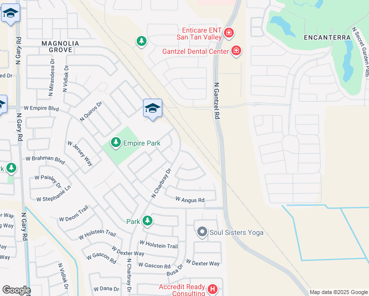 map of restaurants, bars, coffee shops, grocery stores, and more near 35601 North Danish Red Trail in Queen Creek