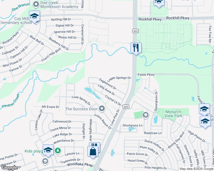 map of restaurants, bars, coffee shops, grocery stores, and more near 14700 Little Anne Drive in Little Elm