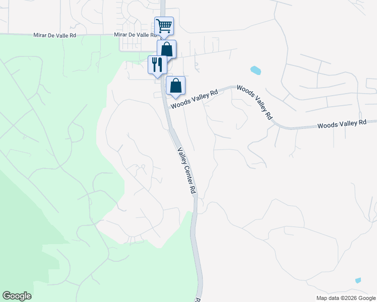 map of restaurants, bars, coffee shops, grocery stores, and more near 13809 Woods Valley Road in Valley Center
