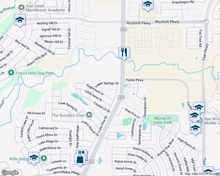map of restaurants, bars, coffee shops, grocery stores, and more near 14520 Richmond Circle in Little Elm
