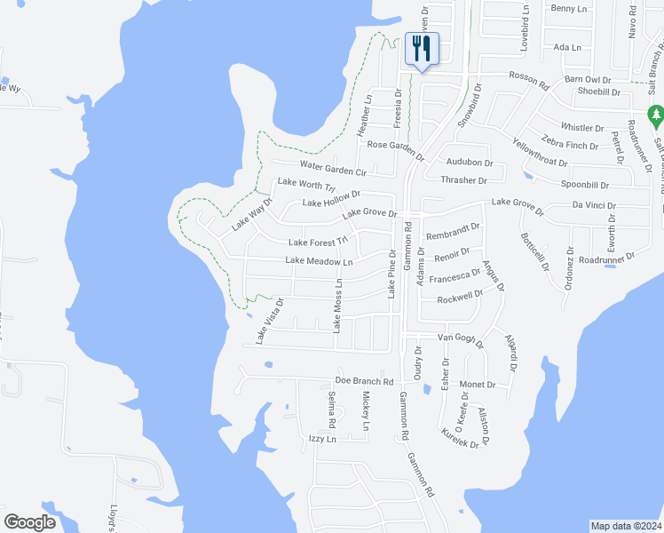 map of restaurants, bars, coffee shops, grocery stores, and more near 944 Lake Meadow Lane in Little Elm