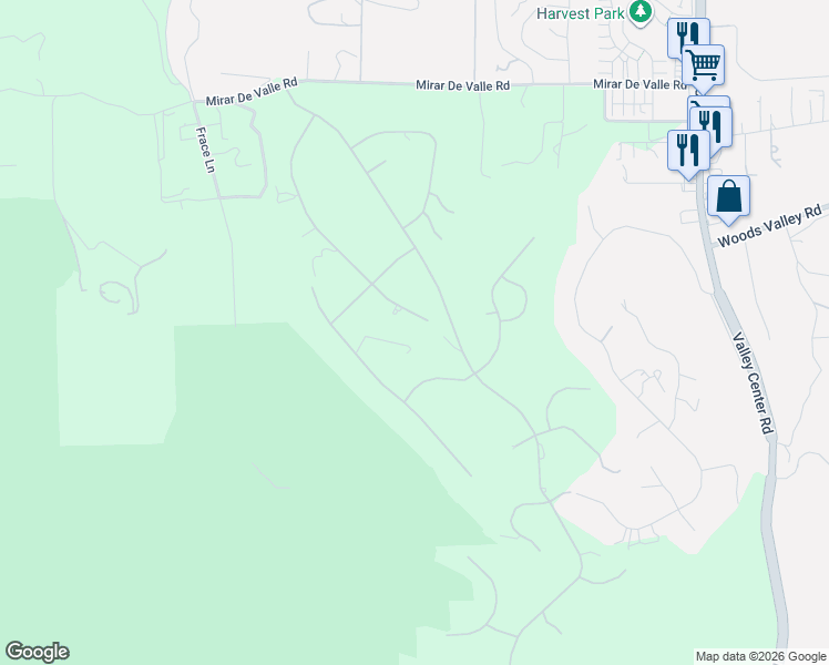 map of restaurants, bars, coffee shops, grocery stores, and more near 27238 Sage Brush Trail in Valley Center