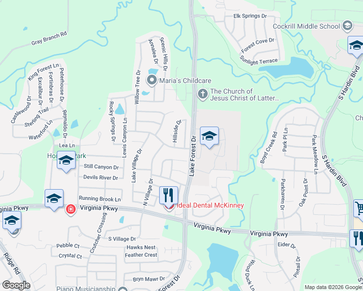map of restaurants, bars, coffee shops, grocery stores, and more near 5012 Stonecrest Drive in McKinney
