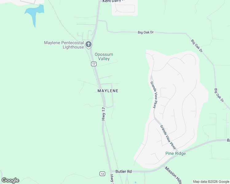 map of restaurants, bars, coffee shops, grocery stores, and more near 34 Maylene Drive in Alabaster