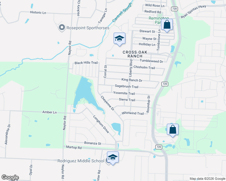 map of restaurants, bars, coffee shops, grocery stores, and more near 8709 Sagebrush Trail in Aubrey
