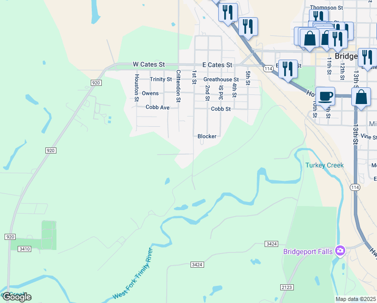 map of restaurants, bars, coffee shops, grocery stores, and more near 505 1st Street in Bridgeport