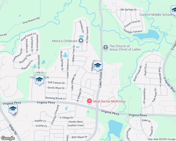 map of restaurants, bars, coffee shops, grocery stores, and more near 5108 Raincrest Drive in McKinney