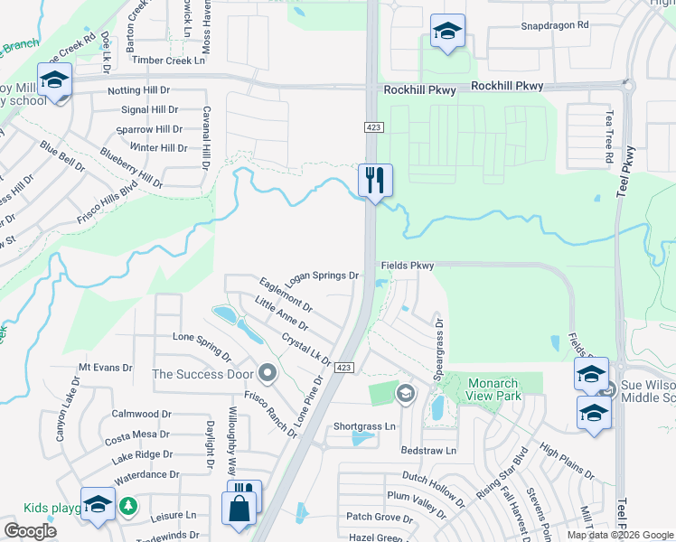 map of restaurants, bars, coffee shops, grocery stores, and more near 14524 Logan Springs Drive in Little Elm
